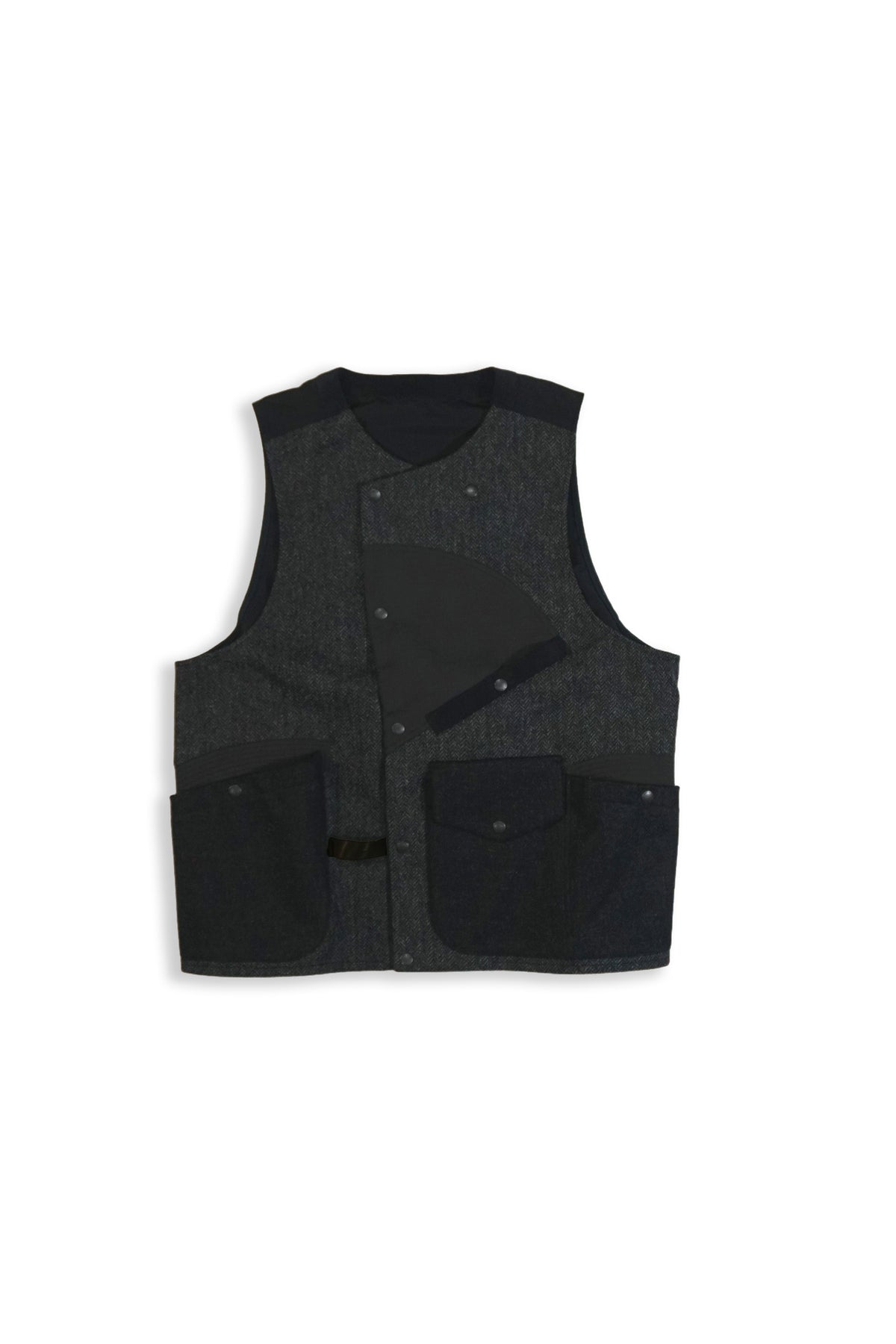 【美品】Na.e ナエ　Novel Tweed Vest_black Áo Vest nữ - Black Long Sleeves Tweed Vest 2
