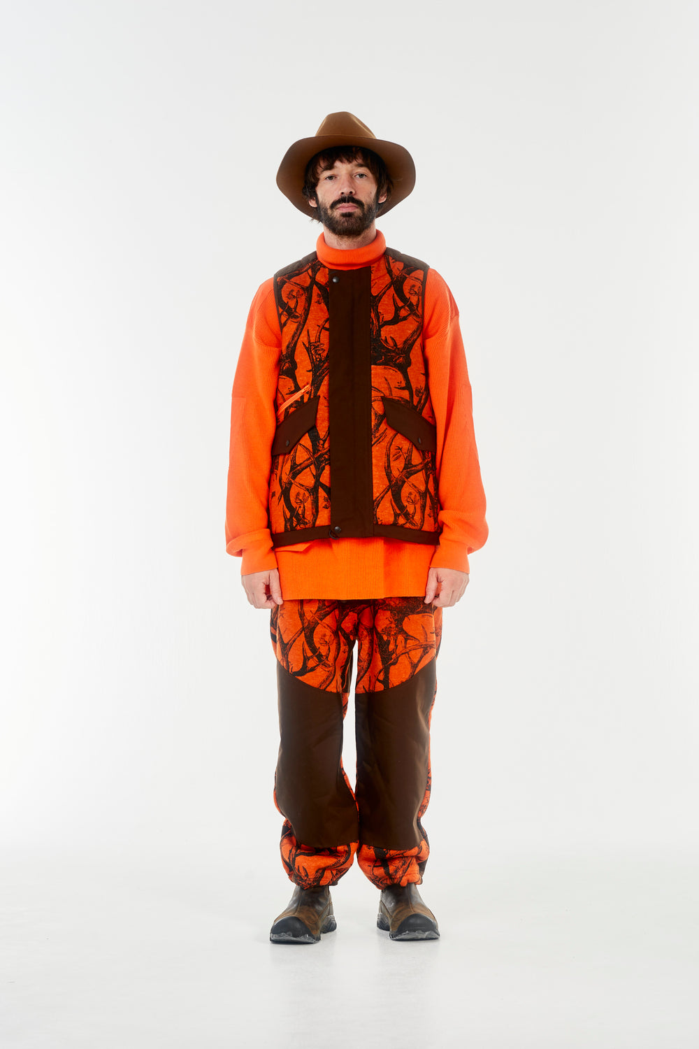 norbit / HORN TREE PRINT WOOL BOA VEST/HNVT-024