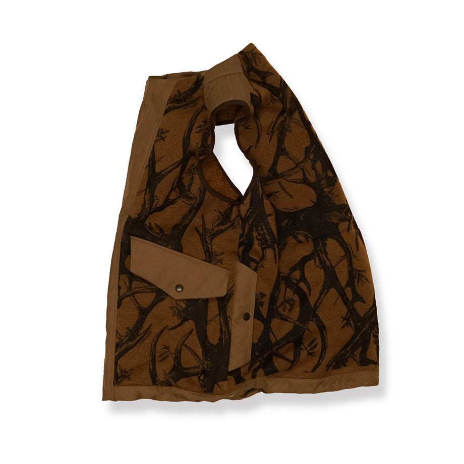 norbit / HORN TREE PRINT WOOL BOA VEST/HNVT-024