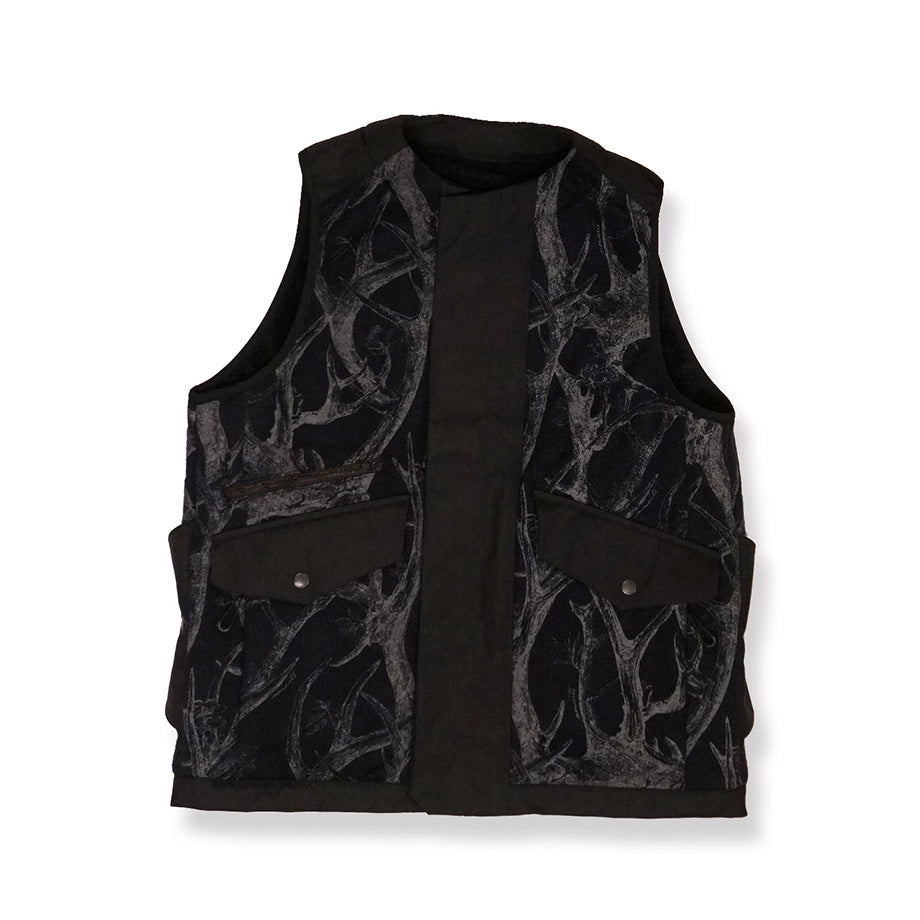 norbit / HORN TREE PRINT WOOL BOA VEST/HNVT-024